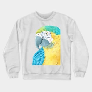 blue and gold macaw - watercolor parrot portrait Crewneck Sweatshirt